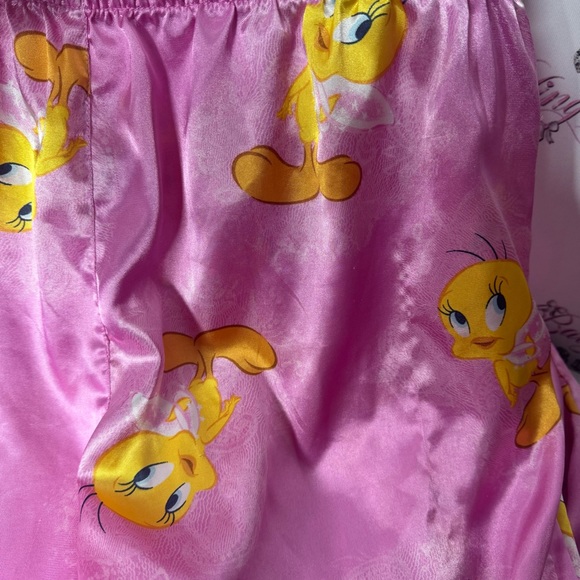 Tweety bird pants capri crop Pink Satin Looney Tunes Pajama Pants - Picture 11 of 12